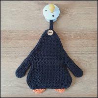 Product afbeelding speendoekje pinguin achterkant Barry en Pinguïn speendoekje patroon