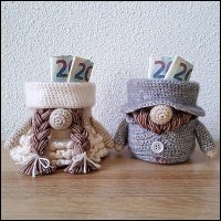 Product afbeelding gnome bruidspaar geld Gnomes bruidspaar (planten)pot patroon