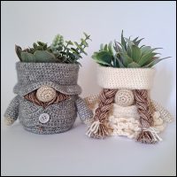 Product afbeelding gnome bruidspaar voorkant Gnomes bruidspaar (planten)pot patroon