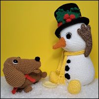 Product afbeelding Sneeuwpop en teckel Sebastiaan en teckel patroon