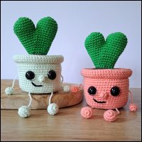 Product afbeelding Plantenpotjes hart samen voorkant Hart plantenpotje patroon