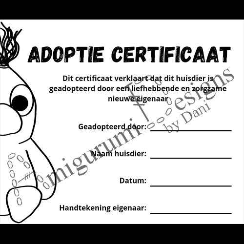 Adoptiecertificaat vierkant website Baby Barry patroon