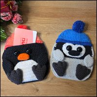 pinguins kerst samen Pinguïn cadeaukaartzakje 2 in 1